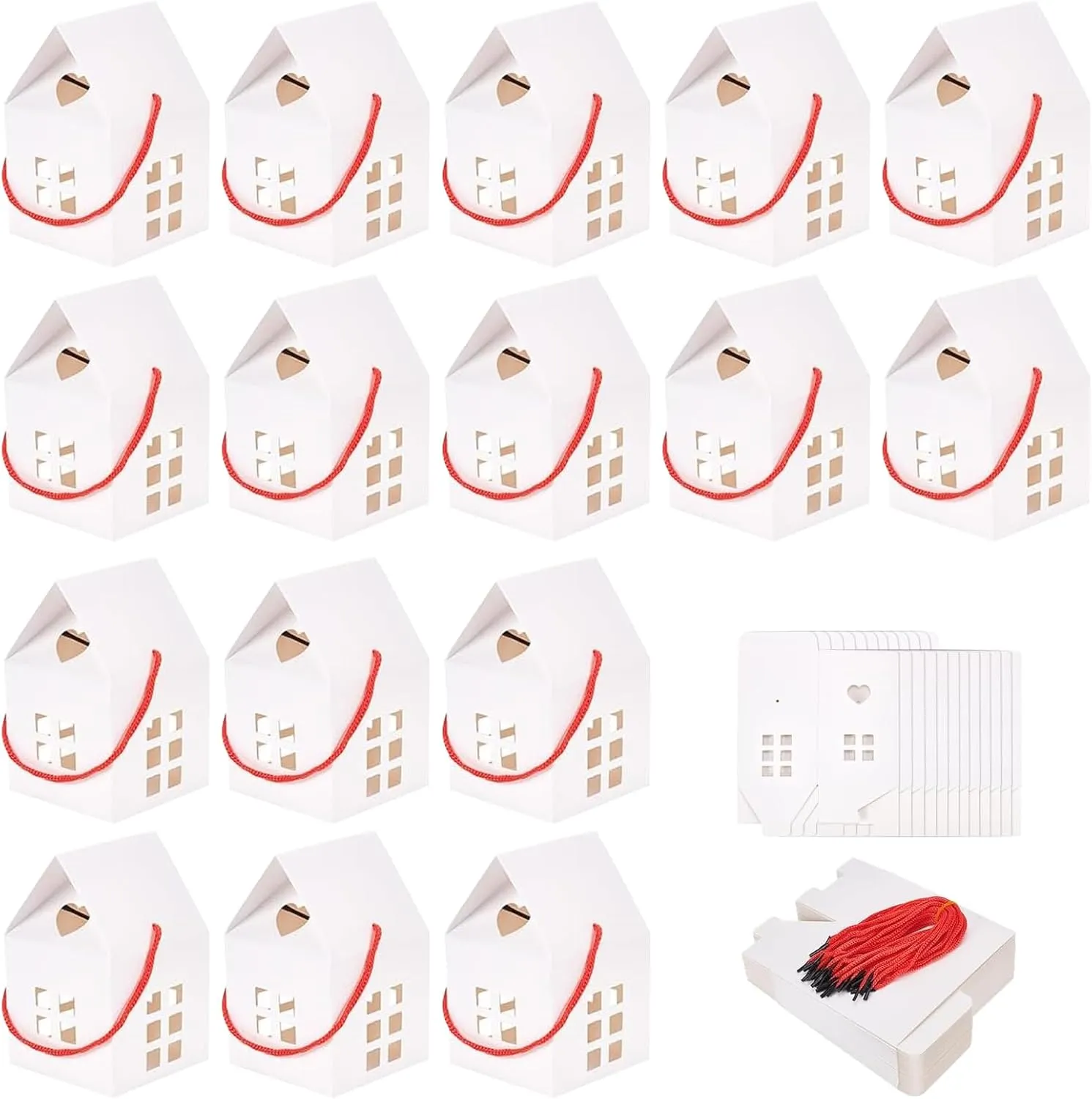 GeryVtee 36 Pcs House Gift Boxes 3x3x3inch Kraft Paper Candy Box Cardboard Treat Bags for Wedding Christmas Birthday Party Ornament Container (white)