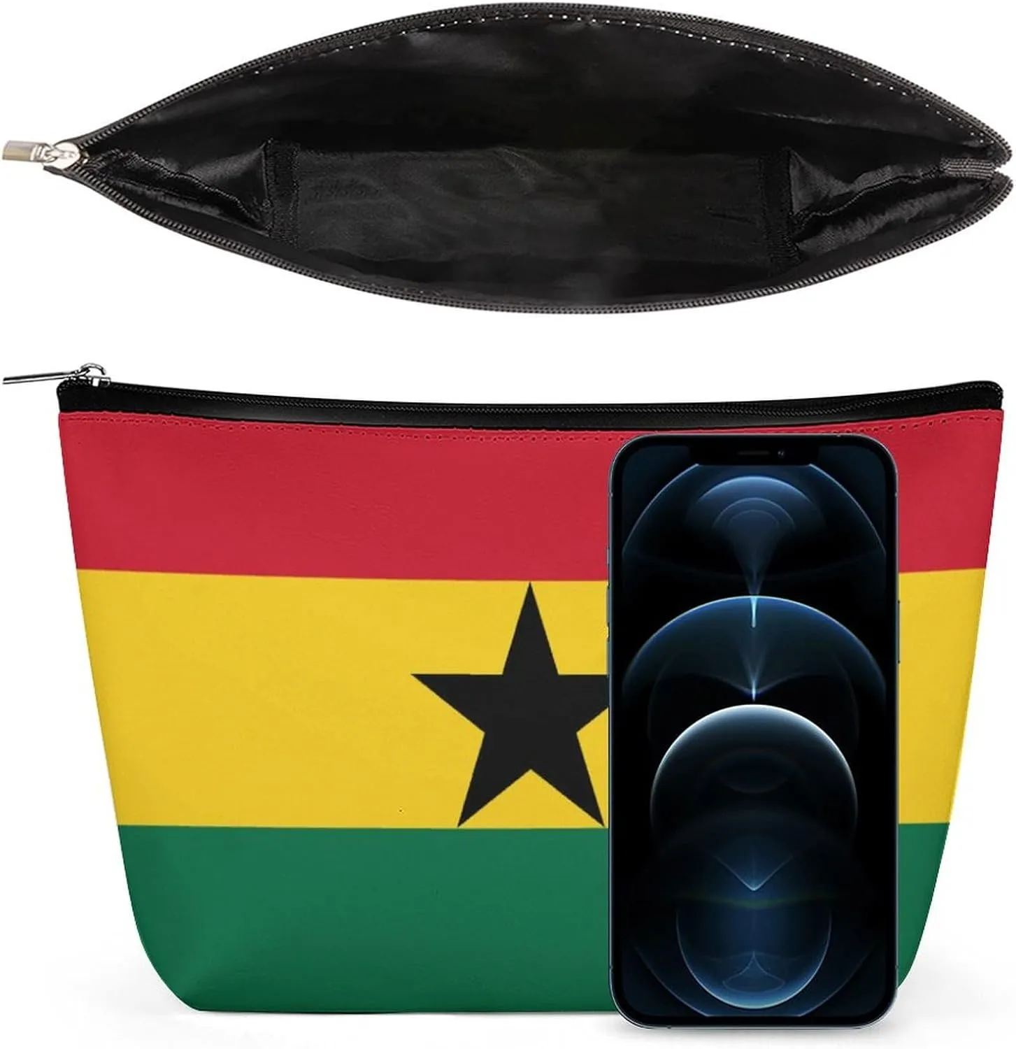 Ghana Flag Portable Makeup Organizer for Travel Cosmetic Bag for Purse