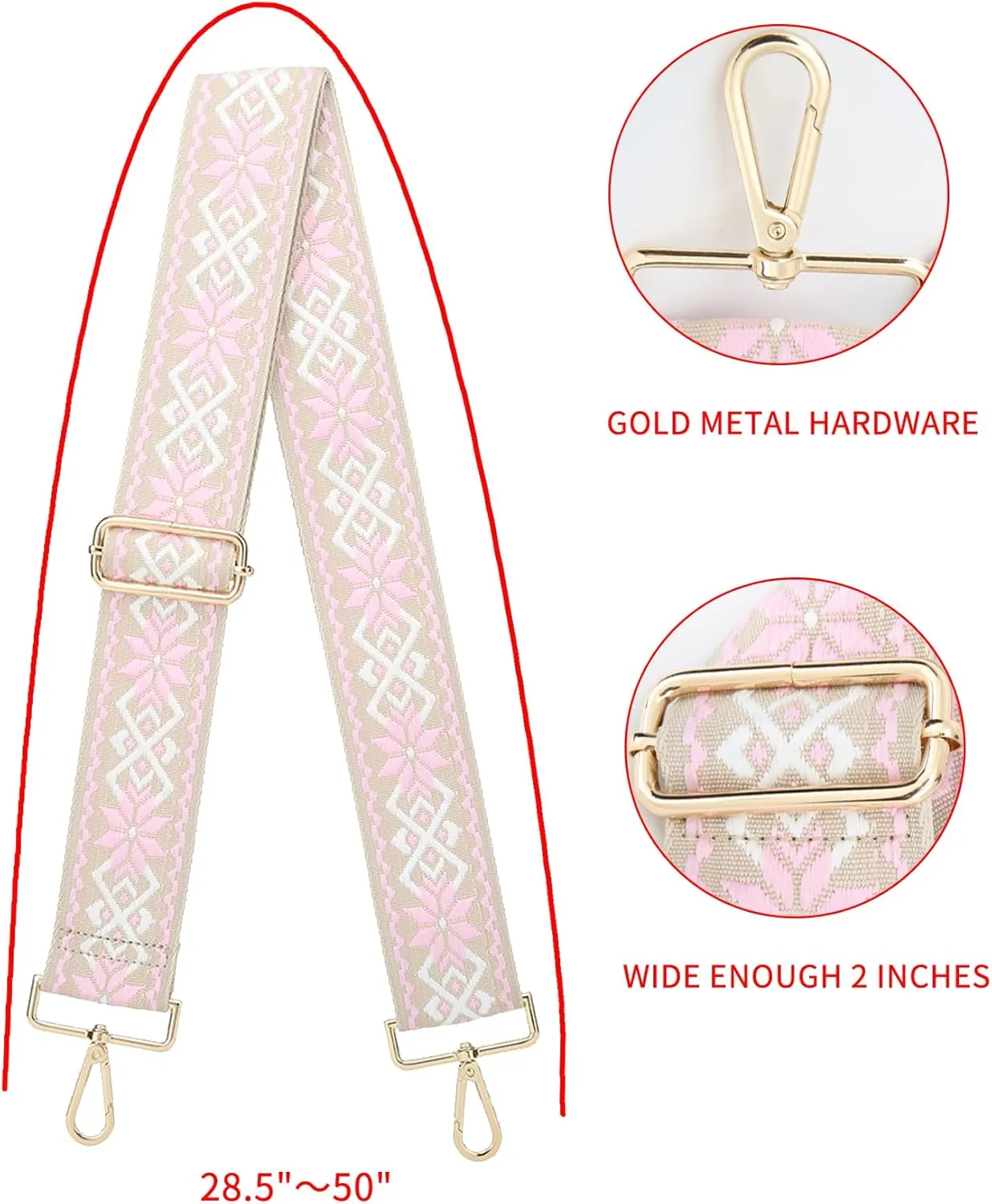 GINJKGO Purse Straps Replacement Crossbody - Adjustable Bag Strap for Purses, Wide Shoulder Strap for Women Guitar Purses