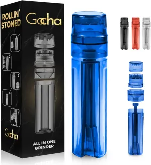 GOCHA | Premium Herb Grinder & Cone Loader | All-in-One Portable Filling Machine with Storage | For Pre-Rolled Cones (Blue)