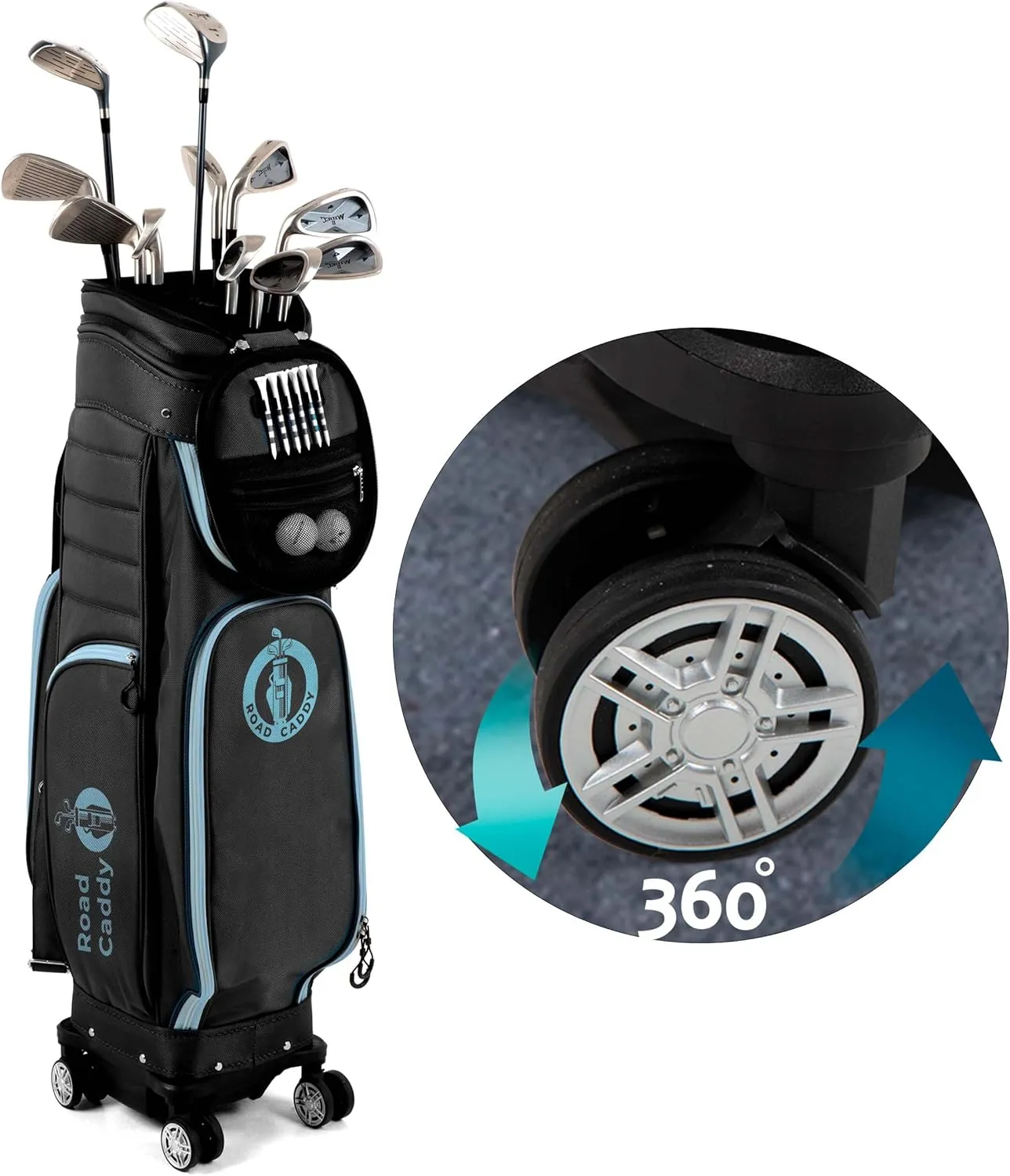 Golf Travel Bag for Airlines - 2-in-1 Original Hard Case Travel Golf Bags with Wheels and Rain Cover, Retractable Heavy Duty Case for Airlines
