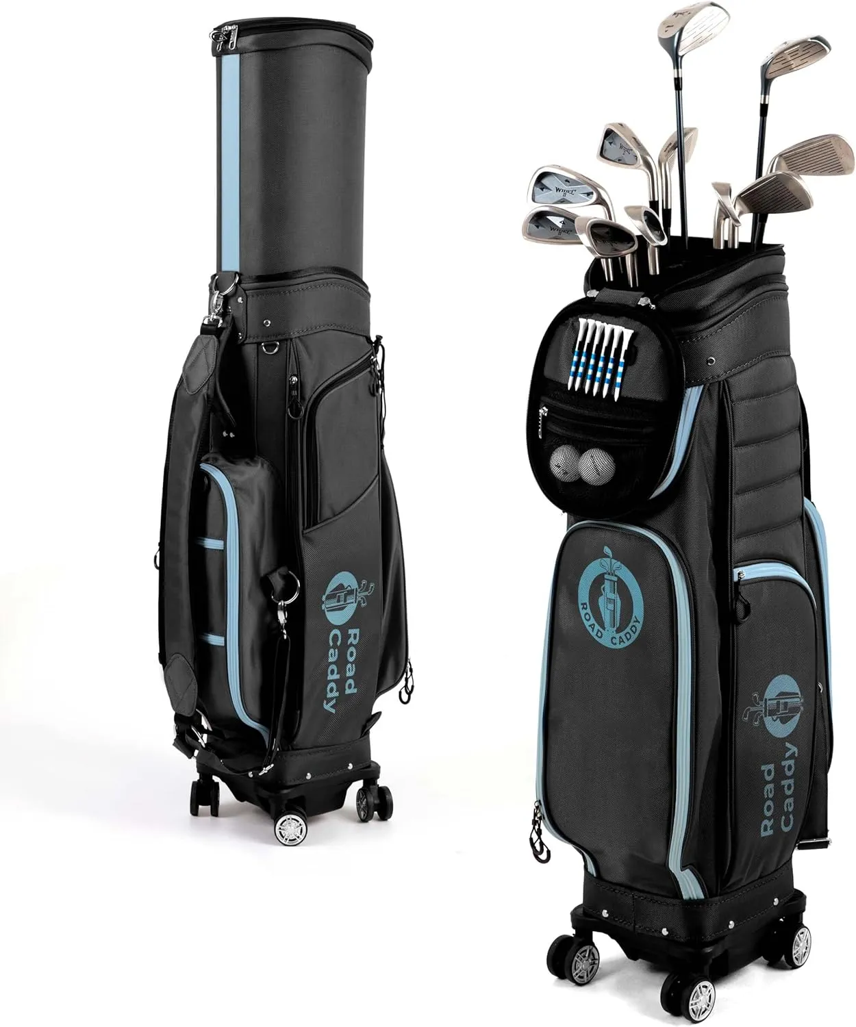 Golf Travel Bag for Airlines - 2-in-1 Original Hard Case Travel Golf Bags with Wheels and Rain Cover, Retractable Heavy Duty Case for Airlines