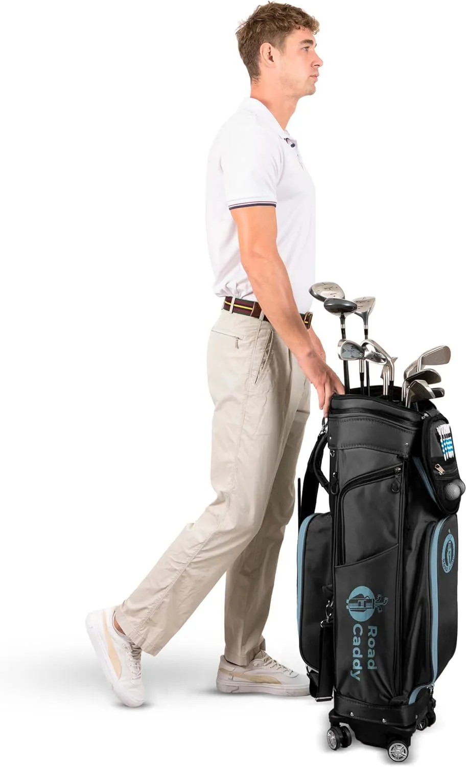Golf Travel Bag for Airlines - 2-in-1 Original Hard Case Travel Golf Bags with Wheels and Rain Cover, Retractable Heavy Duty Case for Airlines