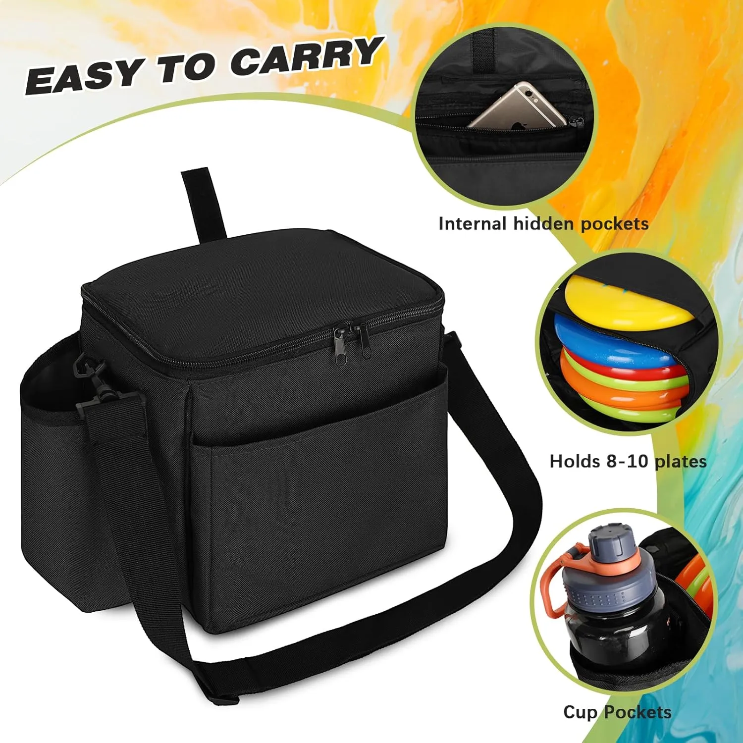 Goloni Disc Golf Bag Holds 8 Discs,Lightweight & Large Capacity disk golf bags, Disc & Pet Frisbee Toys,disc golf accessories & disc golf bags for men