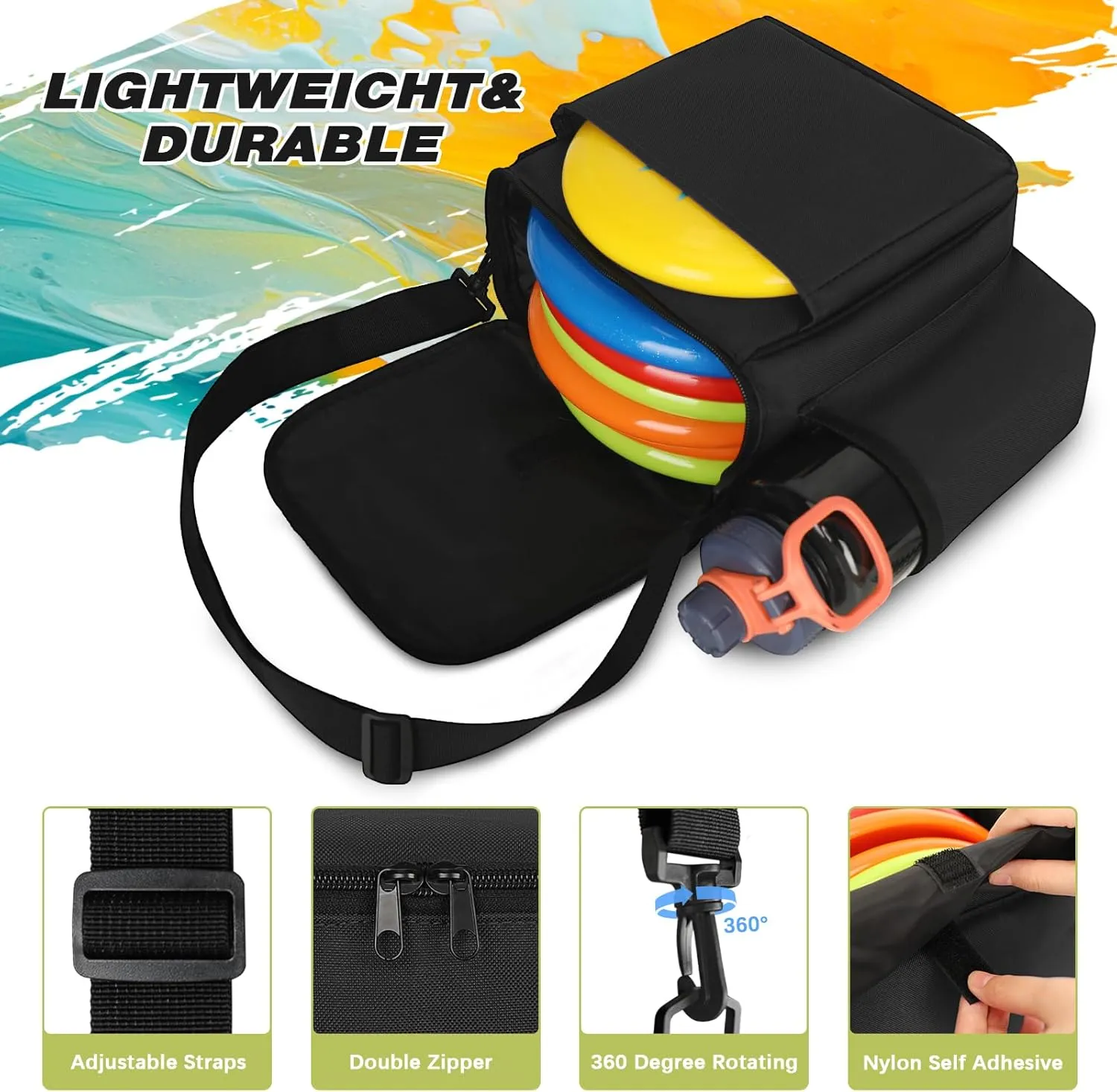 Goloni Disc Golf Bag Holds 8 Discs,Lightweight & Large Capacity disk golf bags, Disc & Pet Frisbee Toys,disc golf accessories & disc golf bags for men