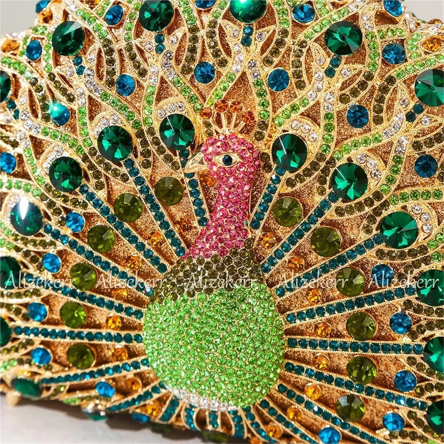 Gorgeous Peacock Crystal Evening Bags Women Sparkling Classy Half Round Diamond Purses And Handbags Wedding Party