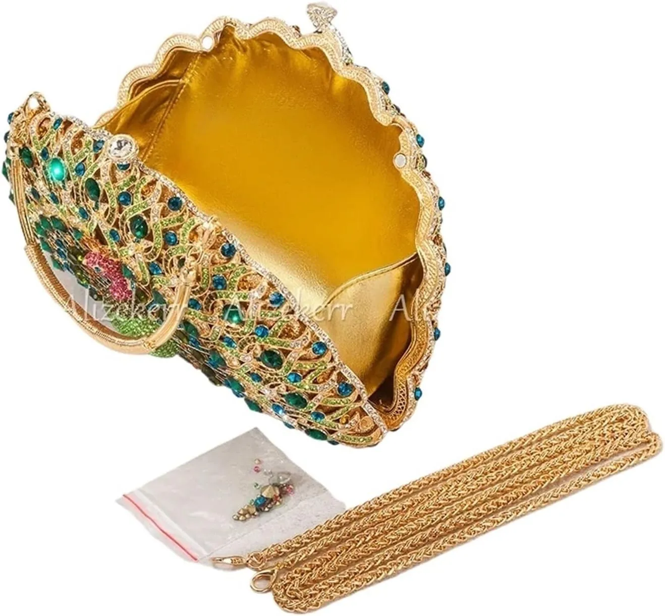 Gorgeous Peacock Crystal Evening Bags Women Sparkling Classy Half Round Diamond Purses And Handbags Wedding Party