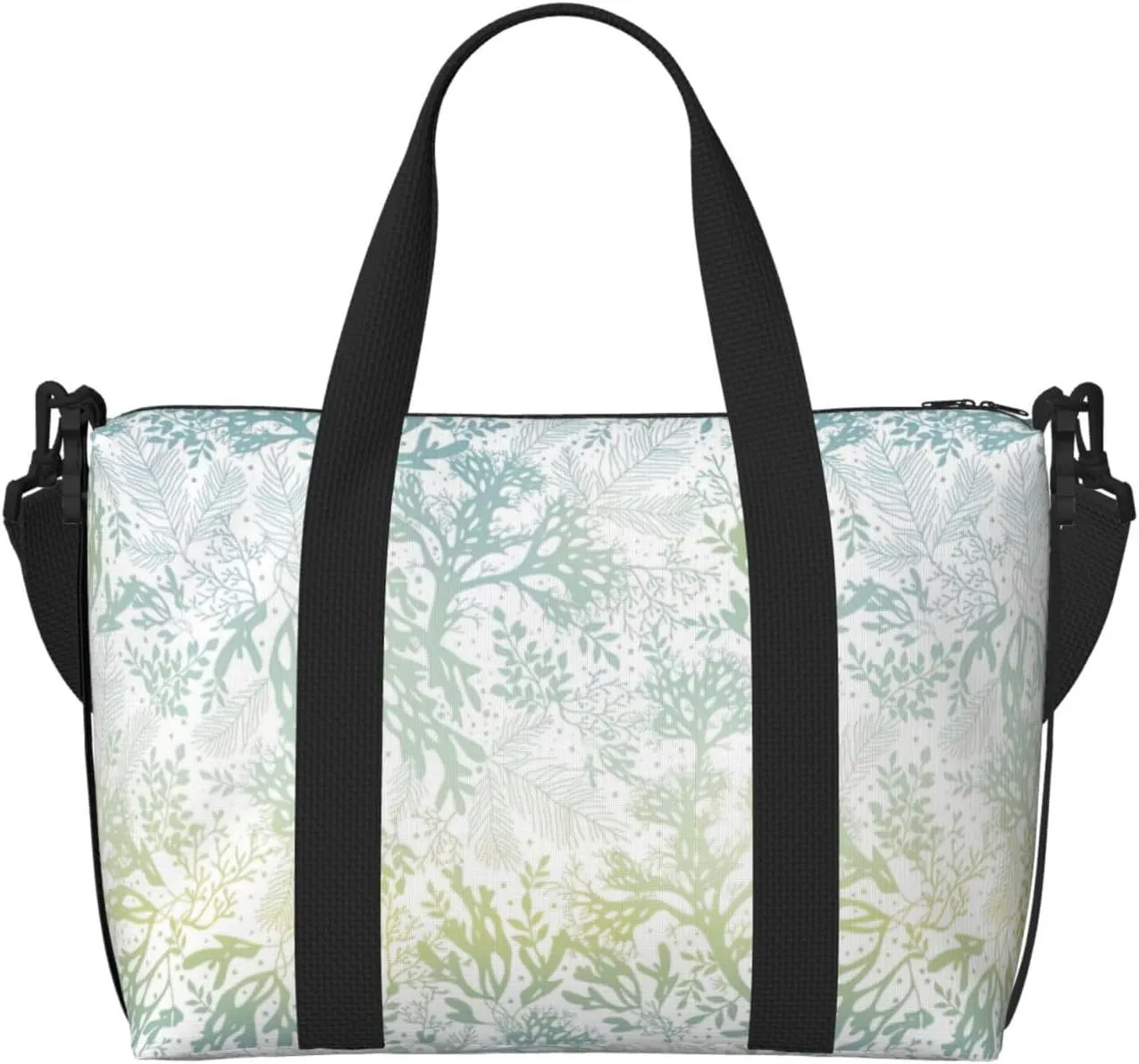 Green Sea Blue Seaweed print Handbag Oxford shoulder bag casual shoulder bag weekend bag large capacity storage bag