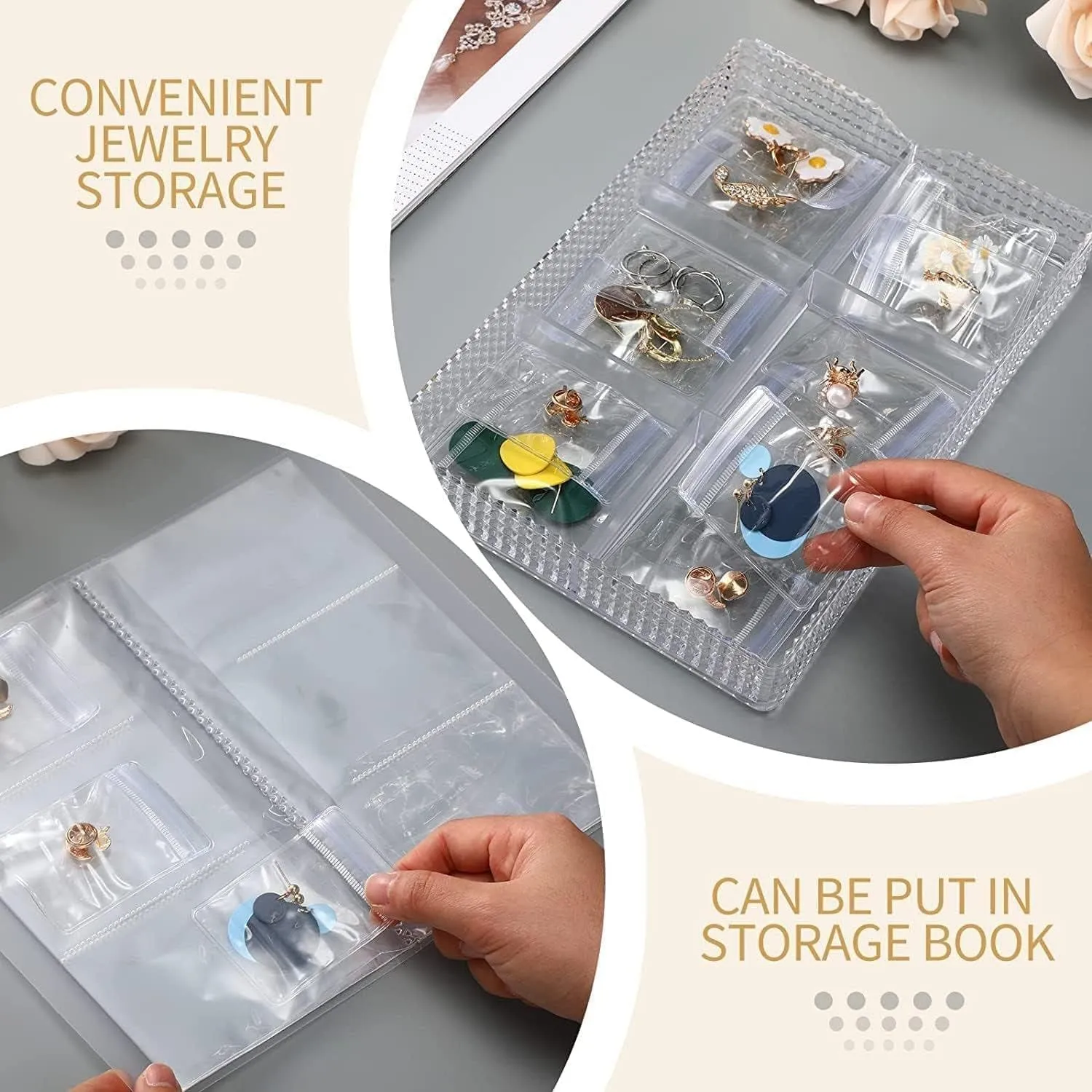 GSXRB Square PVC Bracelet Organizer Bag Clear Zipper Bags Anti Oxidizing Earrings Storage Bags for Storage Jewelry Packing Bags(5.9 * 5.9IN)