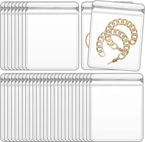 GSXRB Square PVC Bracelet Organizer Bag Clear Zipper Bags Anti Oxidizing Earrings Storage Bags for Storage Jewelry Packing Bags(5.9 * 5.9IN)