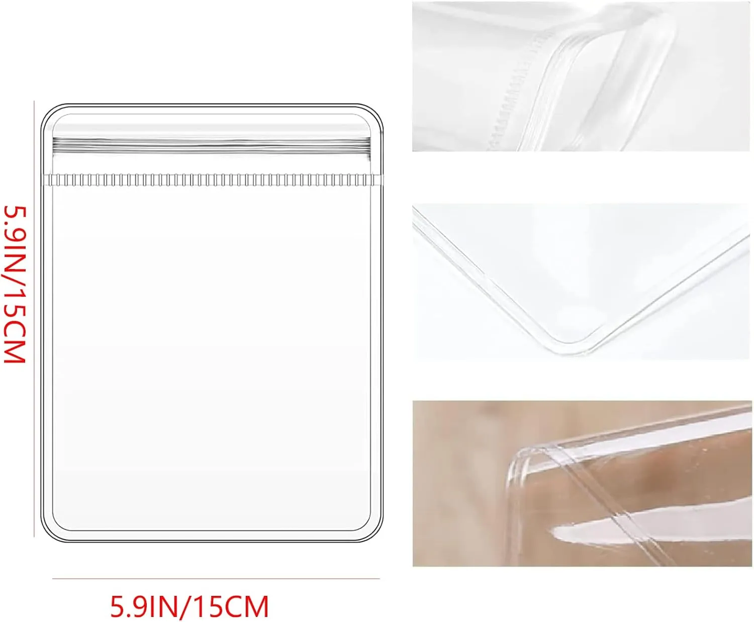GSXRB Square PVC Bracelet Organizer Bag Clear Zipper Bags Anti Oxidizing Earrings Storage Bags for Storage Jewelry Packing Bags(5.9 * 5.9IN)
