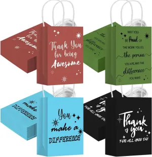 Gueevin 40 Pcs Thank You Gifts Bags Employee Appreciation Paper Bags Bulk for CNA Week Staff Grad Graduation Gift Appreciation Inspirational Gift(Dark Color)