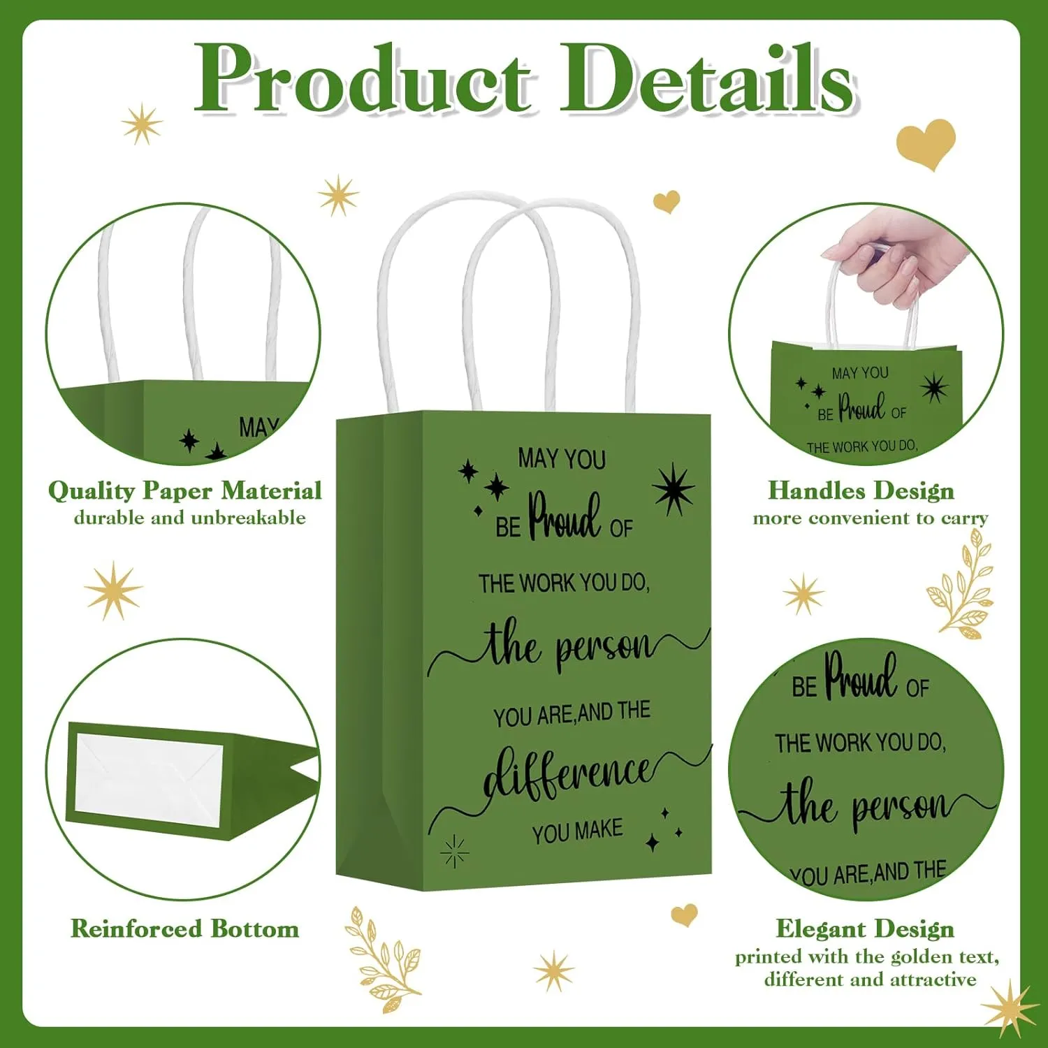 Gueevin 40 Pcs Thank You Gifts Bags Employee Appreciation Paper Bags Bulk for CNA Week Staff Grad Graduation Gift Appreciation Inspirational Gift(Dark Color)
