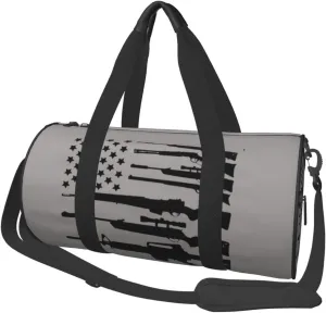 Gun American Flag Duffel Tote for Men and Women Backpacking Travel and Storage Shoulder Bag