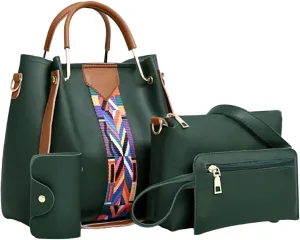 Gym Bag for Women Sports Travel Tote Duffel Bag Weekender Overnight Bag Vegan Leather Yoga Toiletry Bag Purse 4 Pcs Set