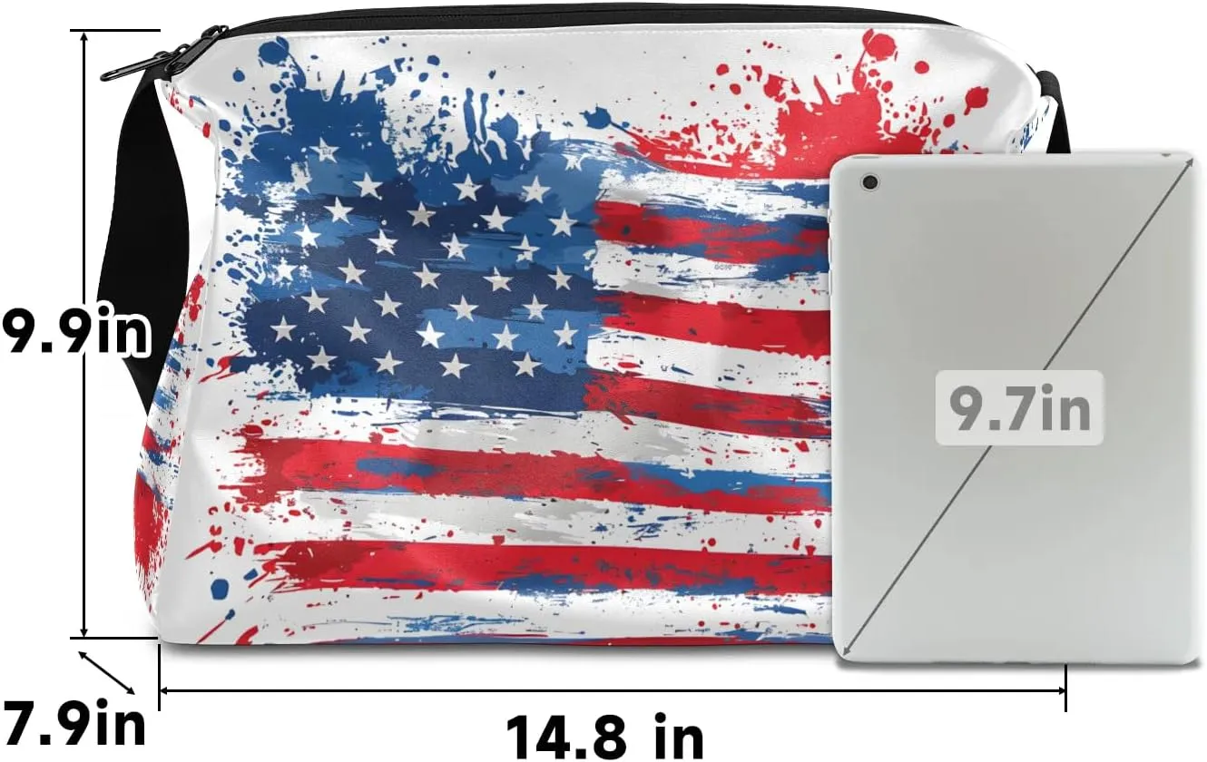 Gym Bags for Men 14.8 Inch Lightweight Carry On Bags for Airplanes Waterproof Duffle Bag for Travel, America Patriotic Flag Prints