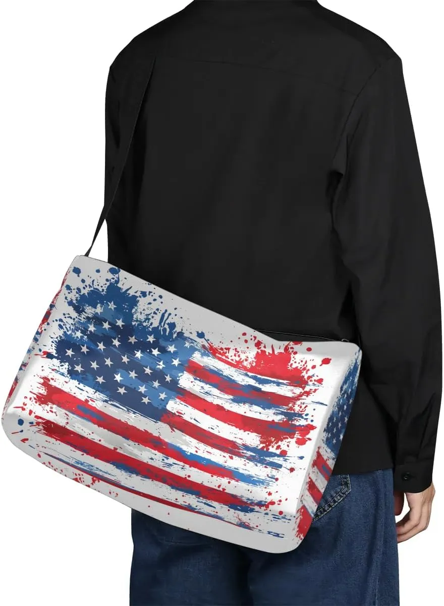 Gym Bags for Men 14.8 Inch Lightweight Carry On Bags for Airplanes Waterproof Duffle Bag for Travel, America Patriotic Flag Prints