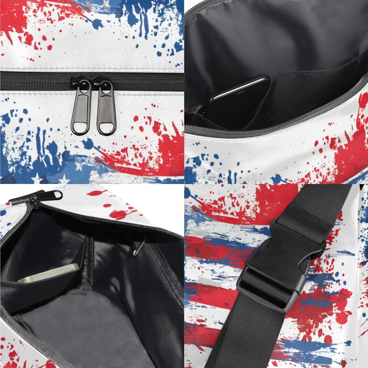 Gym Bags for Men 14.8 Inch Lightweight Carry On Bags for Airplanes Waterproof Duffle Bag for Travel, America Patriotic Flag Prints