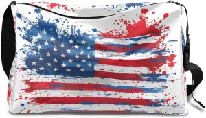Gym Bags for Men 14.8 Inch Lightweight Carry On Bags for Airplanes Waterproof Duffle Bag for Travel, America Patriotic Flag Prints