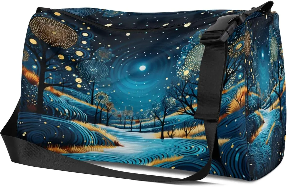 Gym Bags for Men 14.8 Inch Lightweight Carry On Bags for Airplanes Waterproof Duffle Bag for Travel, Art Abstract Scenery Print