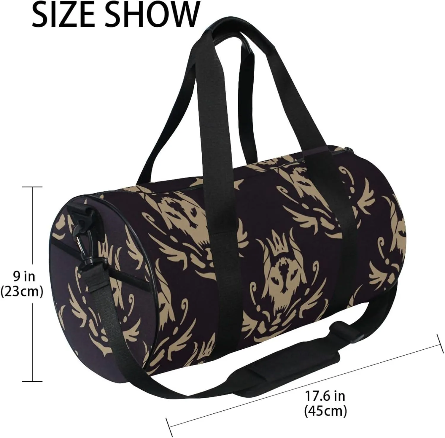 Gym Bag,Sports Duffle Bag,Cute Gym Bags with Inner Pocket,Weekender Travel Bag For Sport Workout Women Men,17.6x9 IN Black Goat