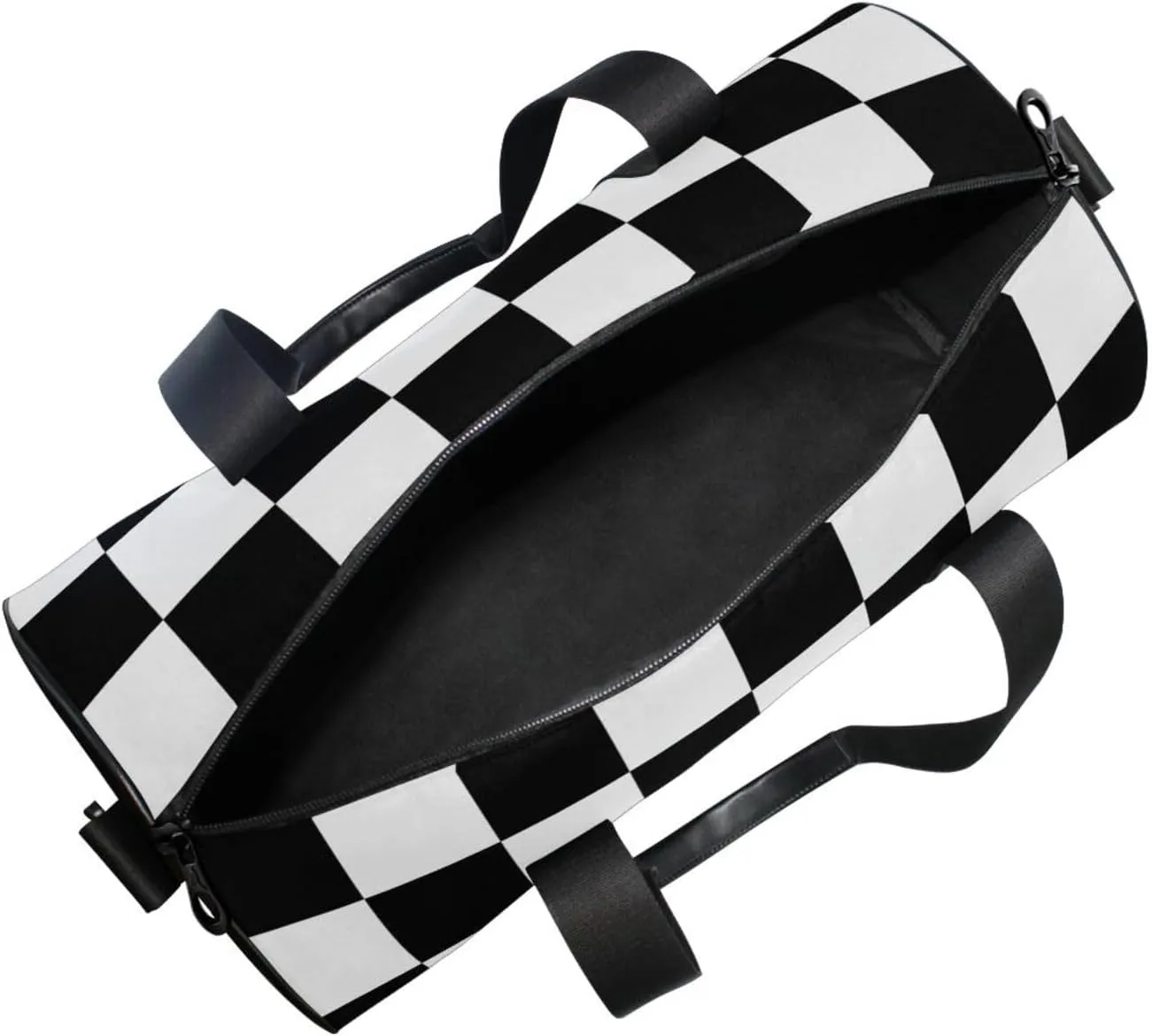 Gym Bag,Sports Duffle Bag,Cute Gym Bags with Inner Pocket,Weekender Travel Bag For Sport Workout Women Men,17.6x9 IN Black White Check
