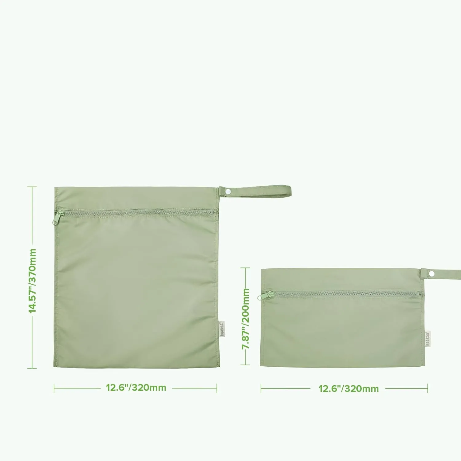 haakaa Waterproof Wet Bags for Baby, Wet Dry Bags for Diaper Bag, Travel, Swimsuit, Beach, Pool, Pump Parts, Stroller, Daycare,Yoga, Grass, 2 Pack