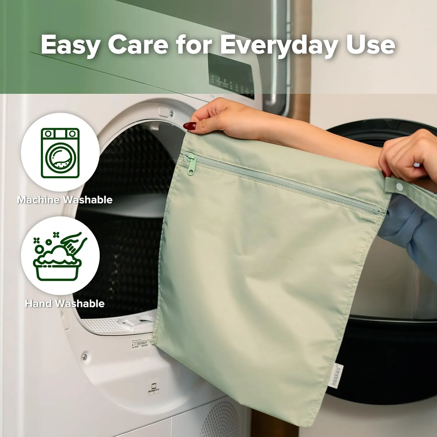 haakaa Waterproof Wet Bags for Baby, Wet Dry Bags for Diaper Bag, Travel, Swimsuit, Beach, Pool, Pump Parts, Stroller, Daycare,Yoga, Grass, 2 Pack