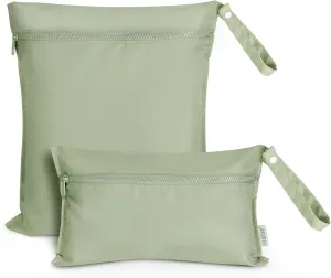 haakaa Waterproof Wet Bags for Baby, Wet Dry Bags for Diaper Bag, Travel, Swimsuit, Beach, Pool, Pump Parts, Stroller, Daycare,Yoga, Grass, 2 Pack
