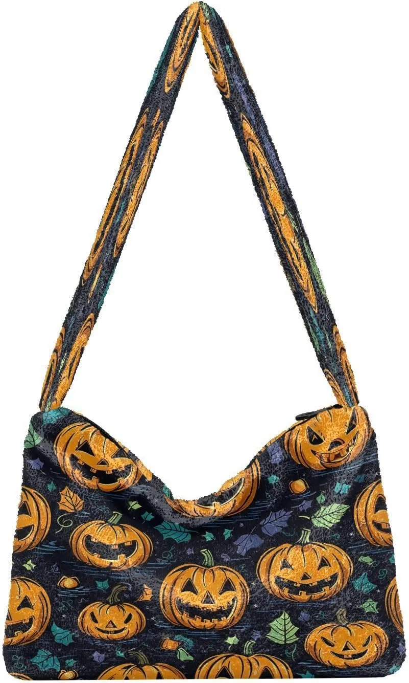 Halloween with Pumpkins on the Purple Womens Shoulder Bags, Womans Handbags, Purses for Women Shoulder Bag