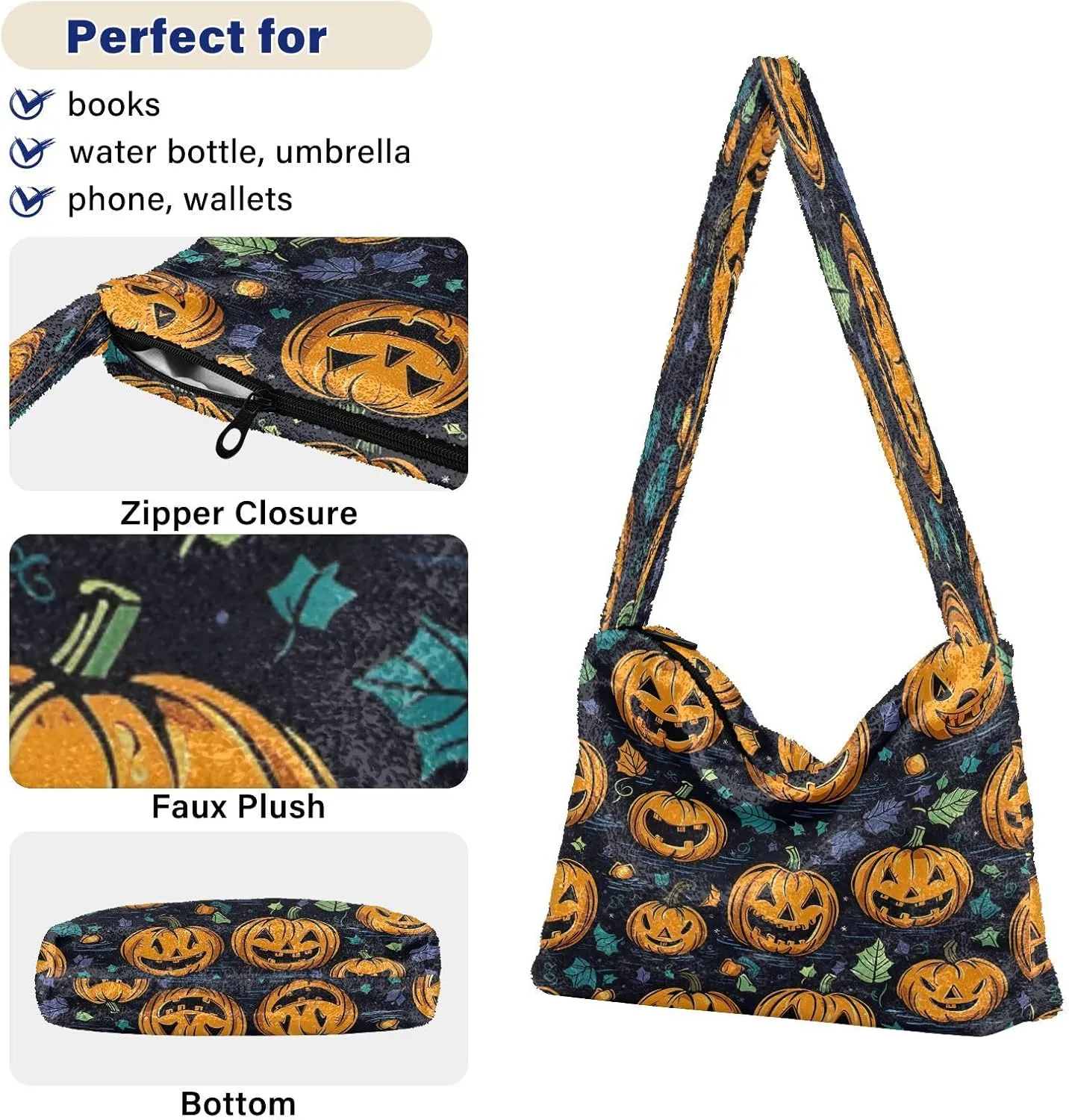 Halloween with Pumpkins on the Purple Womens Shoulder Bags, Womans Handbags, Purses for Women Shoulder Bag