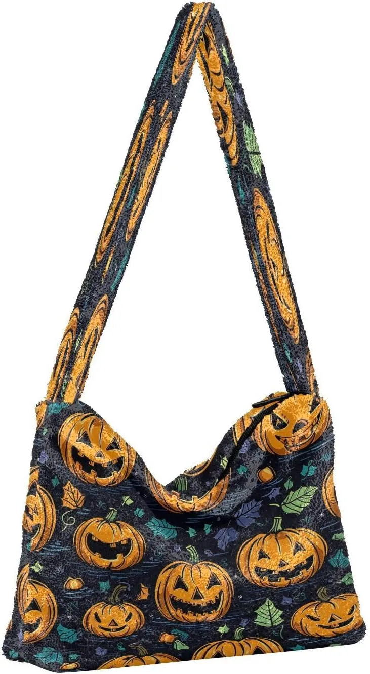 Halloween with Pumpkins on the Purple Womens Shoulder Bags, Womans Handbags, Purses for Women Shoulder Bag