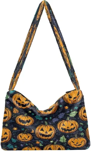Halloween with Pumpkins on the Purple Womens Shoulder Bags, Womans Handbags, Purses for Women Shoulder Bag
