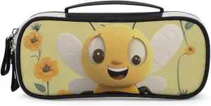 Happy Bee Leather Makeup Bag Portable Small Cosmetic Organizer Waterproof Toiletry Bags Brushes Pencils And Travel Make Up Accessories