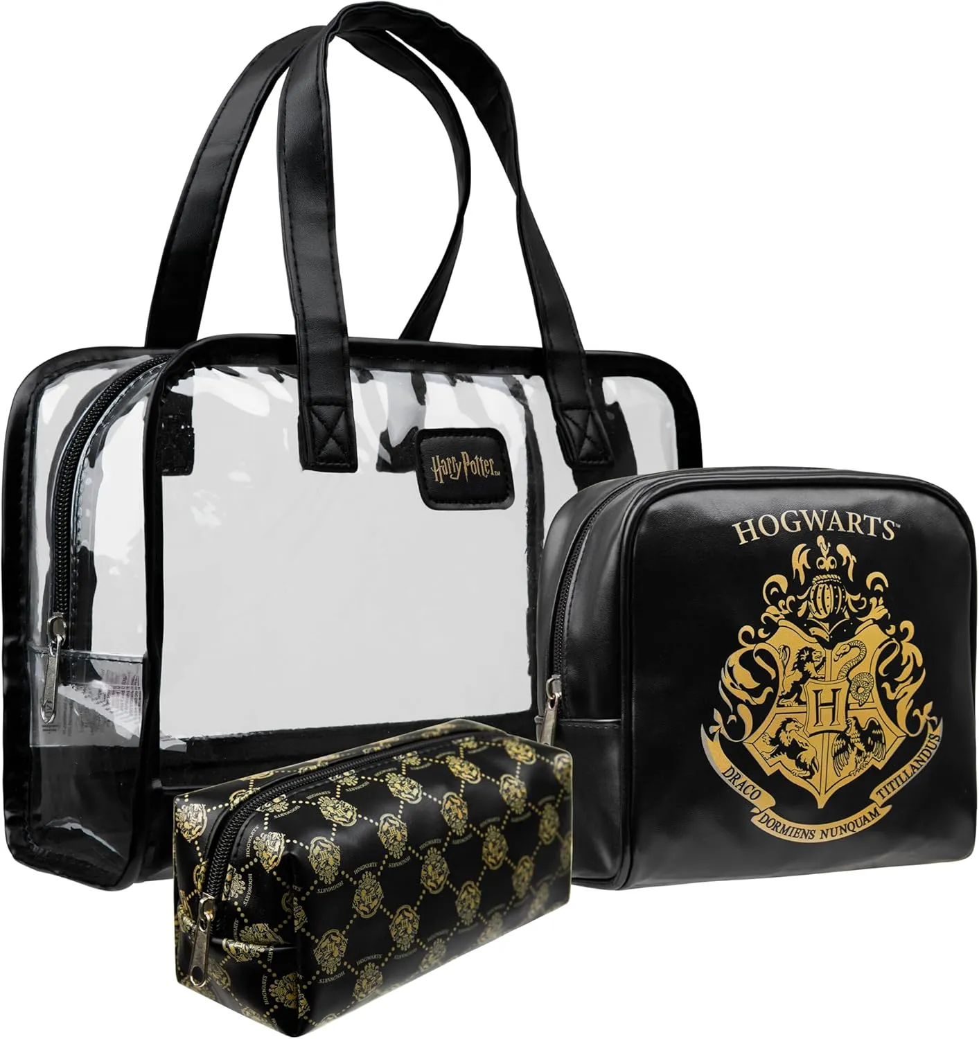 Harry Potter Toiletry Bags for Women Teenagers Girls, Set of 3 Zipped Wash Bag and Cosmetic Bag Holiday Essentials