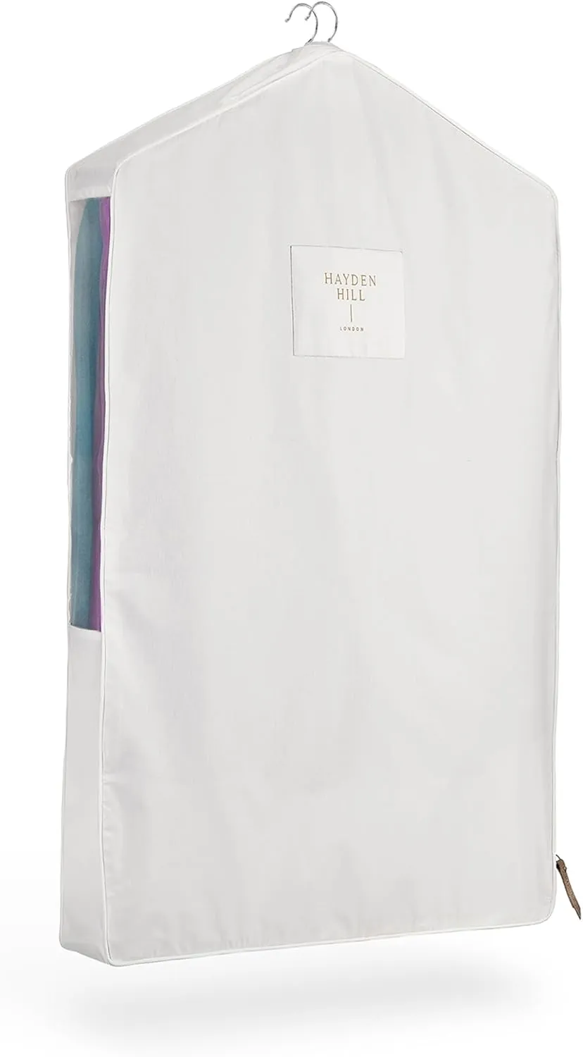 Hayden Hill Luxury Organic Cotton Garment Storage Bag - Short 40 Inch - Breathable & Moth-Proof Hanging Clothes Bag for Short Dresses, Jackets & Suits Organization - Certified Carbon Neutral