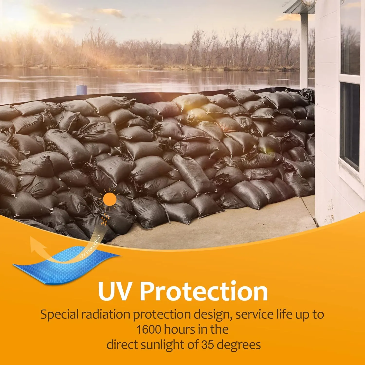 Heavy Duty Sand Bags Empty Woven Sand Bags with Tie Strings with 1600 Hours of UV Protection Polypropylene Sand-Bags - 16" x 25.5" Ultra Tough Sandbags for Hurricane Flooding (Black 50 Bags)
