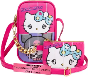 Hello Kitty Purse Girls Teens Women Shoulder Bag Zipped Coin Purse Crossbody Bag (Pink Hello Kitty)