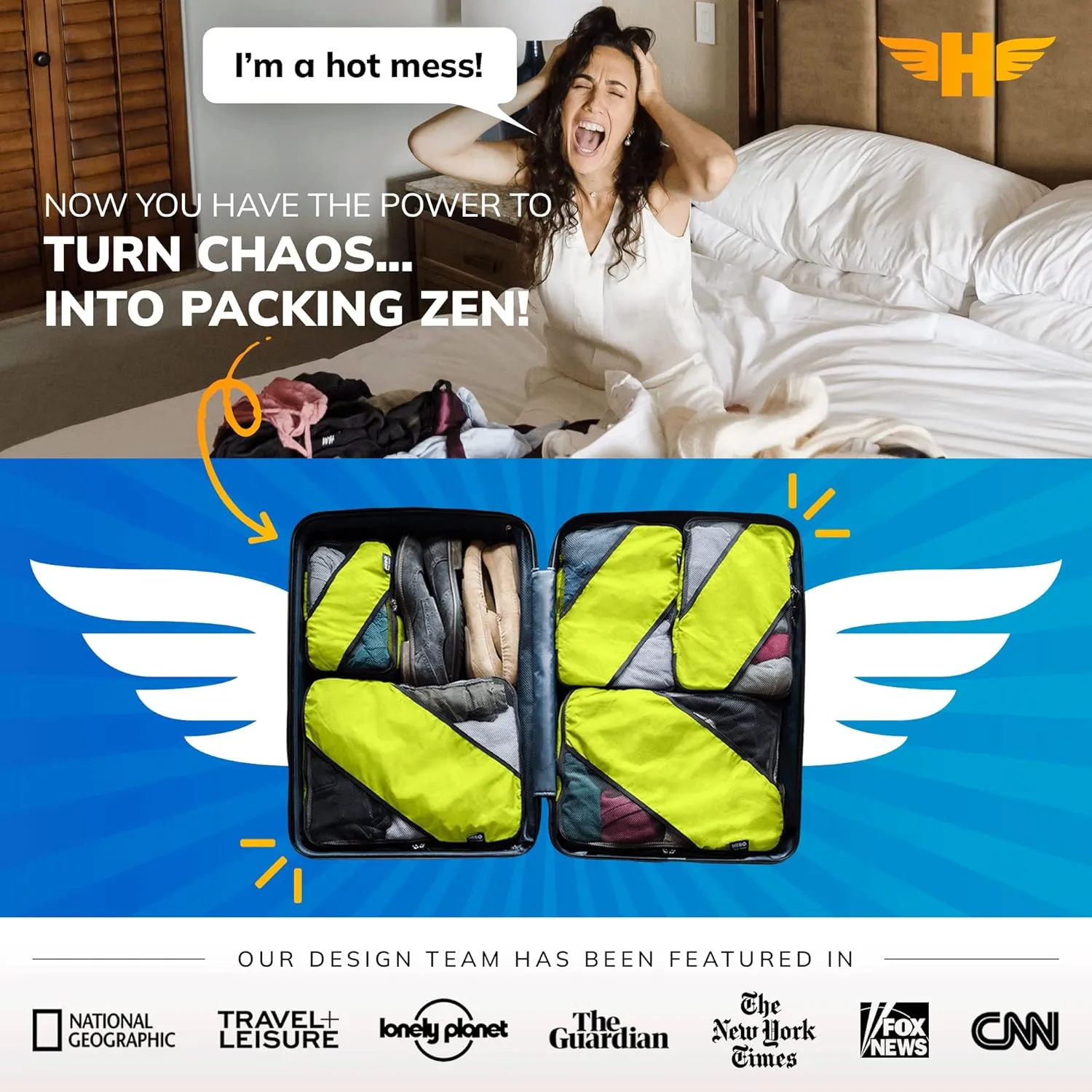 HERO Packing Cubes (5 Set) Luggage Organizers with 2 Laundry Bags