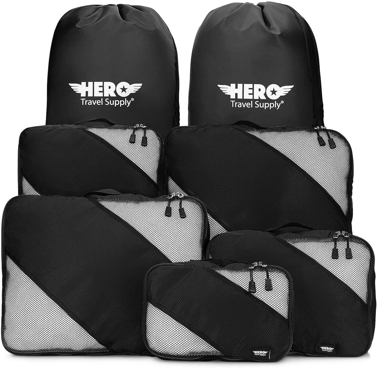HERO Packing Cubes (5 Set) Luggage Organizers with 2 Laundry Bags