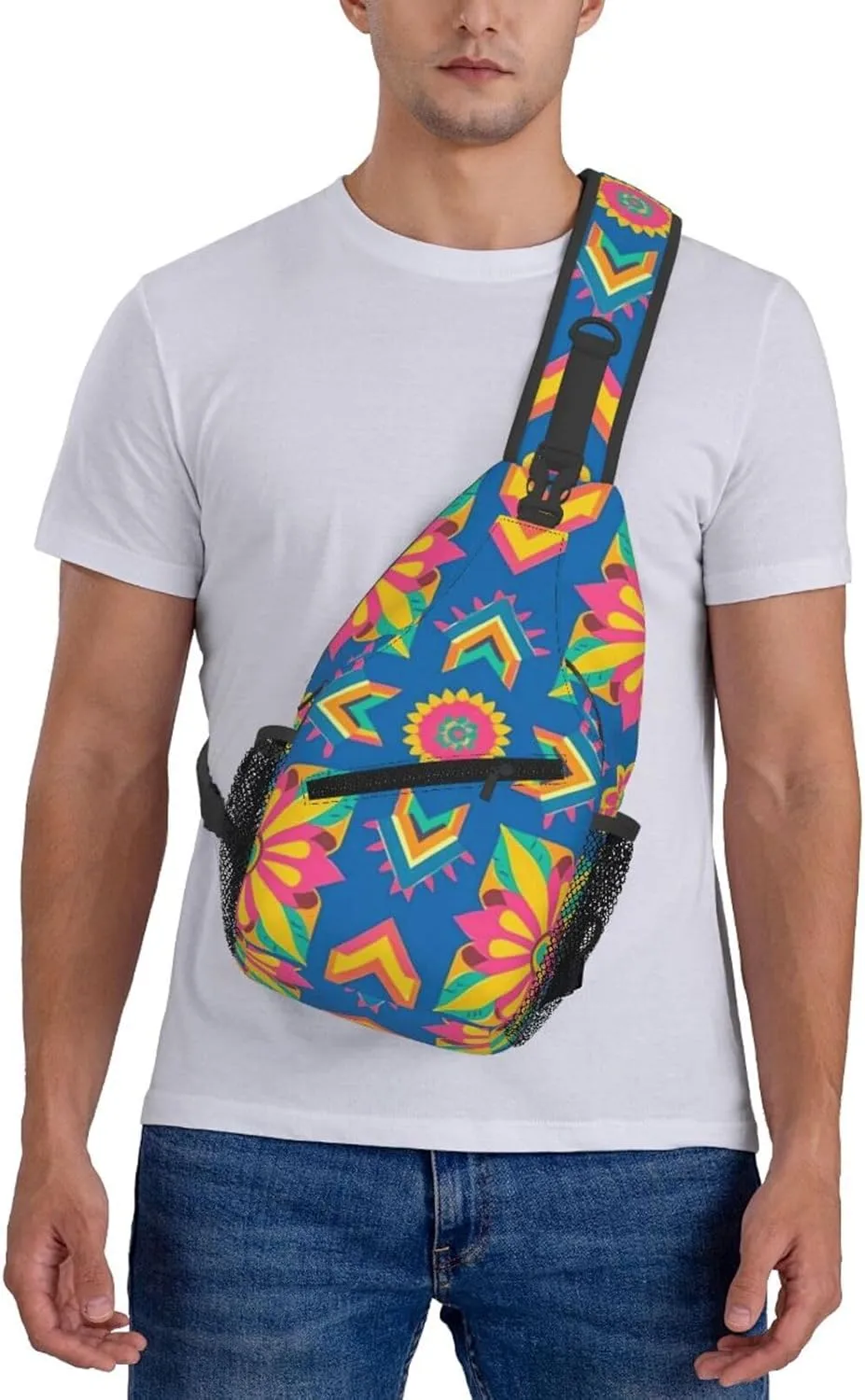 Hibiscus Flower Tropical Crossbody Bags Cross Chest Bag Adjustable Sling Backpack for Women Men