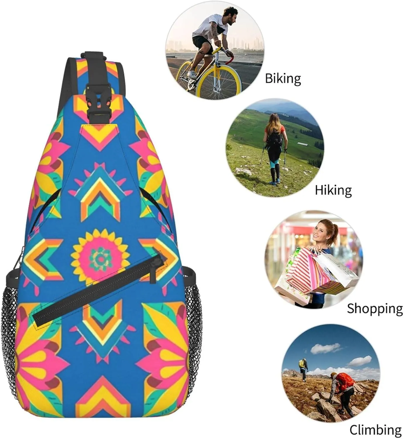Hibiscus Flower Tropical Crossbody Bags Cross Chest Bag Adjustable Sling Backpack for Women Men