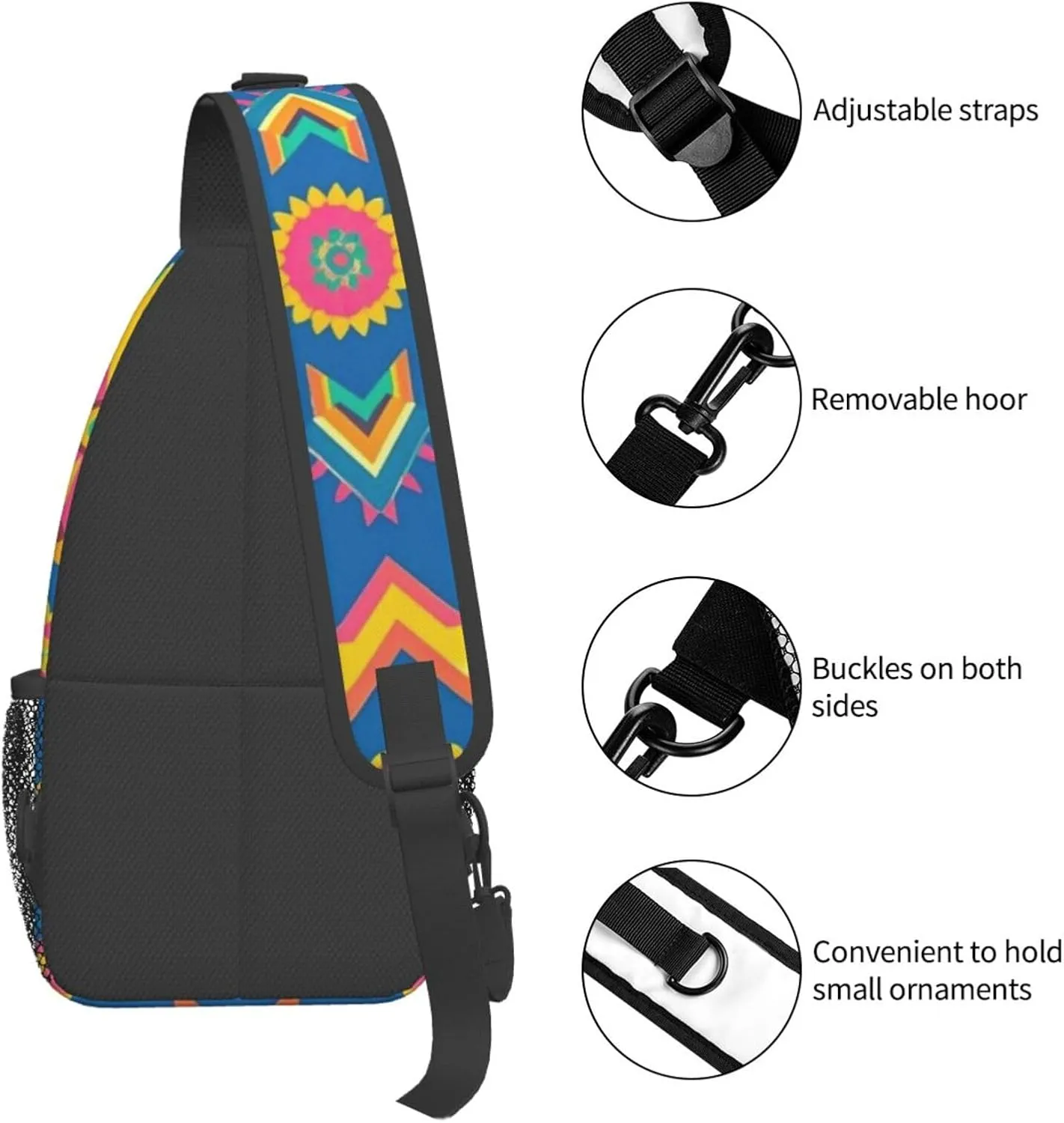 Hibiscus Flower Tropical Crossbody Bags Cross Chest Bag Adjustable Sling Backpack for Women Men