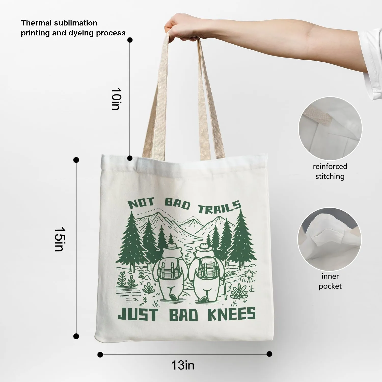 Hiking Lover Gifts Tote Bag, Hikers Mountain Travelers Gifts Canvas Tote Bags for Women, Gift for Adventurous Women