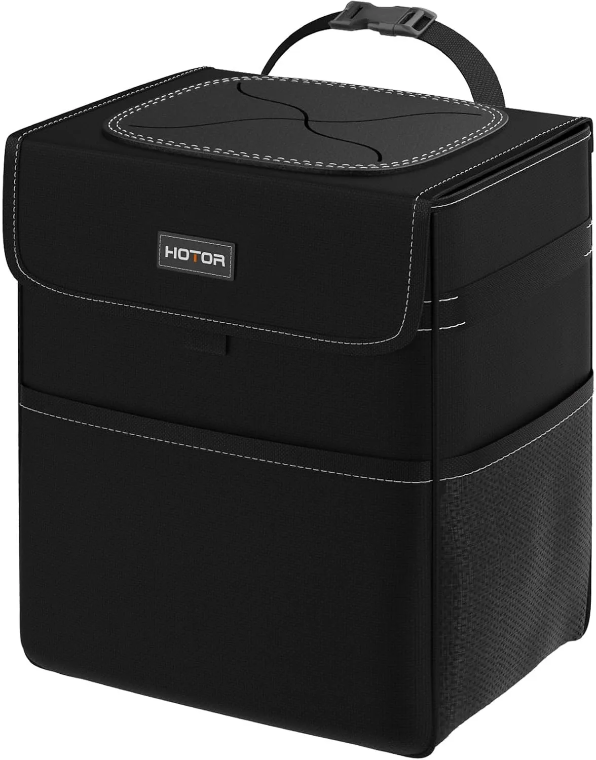 HOTOR Car Trash Can - 3.5 Gallon Ultra Large Car Organizer and Storage with Adjustable Straps & Magnetic Snaps, Waterproof Car Accessory for Interior Car Storage with Unrestricted Placement (Black)