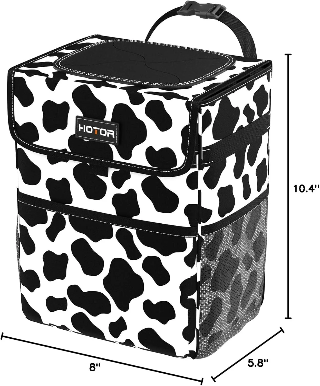 HOTOR Car Trash Can - Leak-Proof Car Organizer and Storage Bag for The Back/Front/Console of Any Cars,Sedans, SUVs & Trucks Easy-to-Install Car Accessory Interior, Cow Print