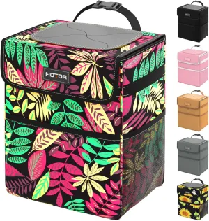 HOTOR Car Trash Can - Leak-Proof Car Organizer and Storage Bag for The Back/Front/Console of Any Cars,Sedans, SUVs & Trucks Easy-to-Install Car Accessory Interior, Leaves Print