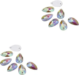 Housoutil 2sets 13x22mm Teardrop Shape Resin Rhinestones Flat Back Crystals Bulk for Costume Making Glue or Sew on Embellishments for Halloween Carnival Cosplay Stage Decor 50pcs*2