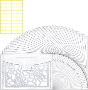 Hukado 30 Pieces Clear Stamp & Die Plastic Storage Bag, 7x5 Inches Resealable Large Envelope Pocket for Card Making DIY Scrapbooking Paper Craft and Cutting Dies Stencil