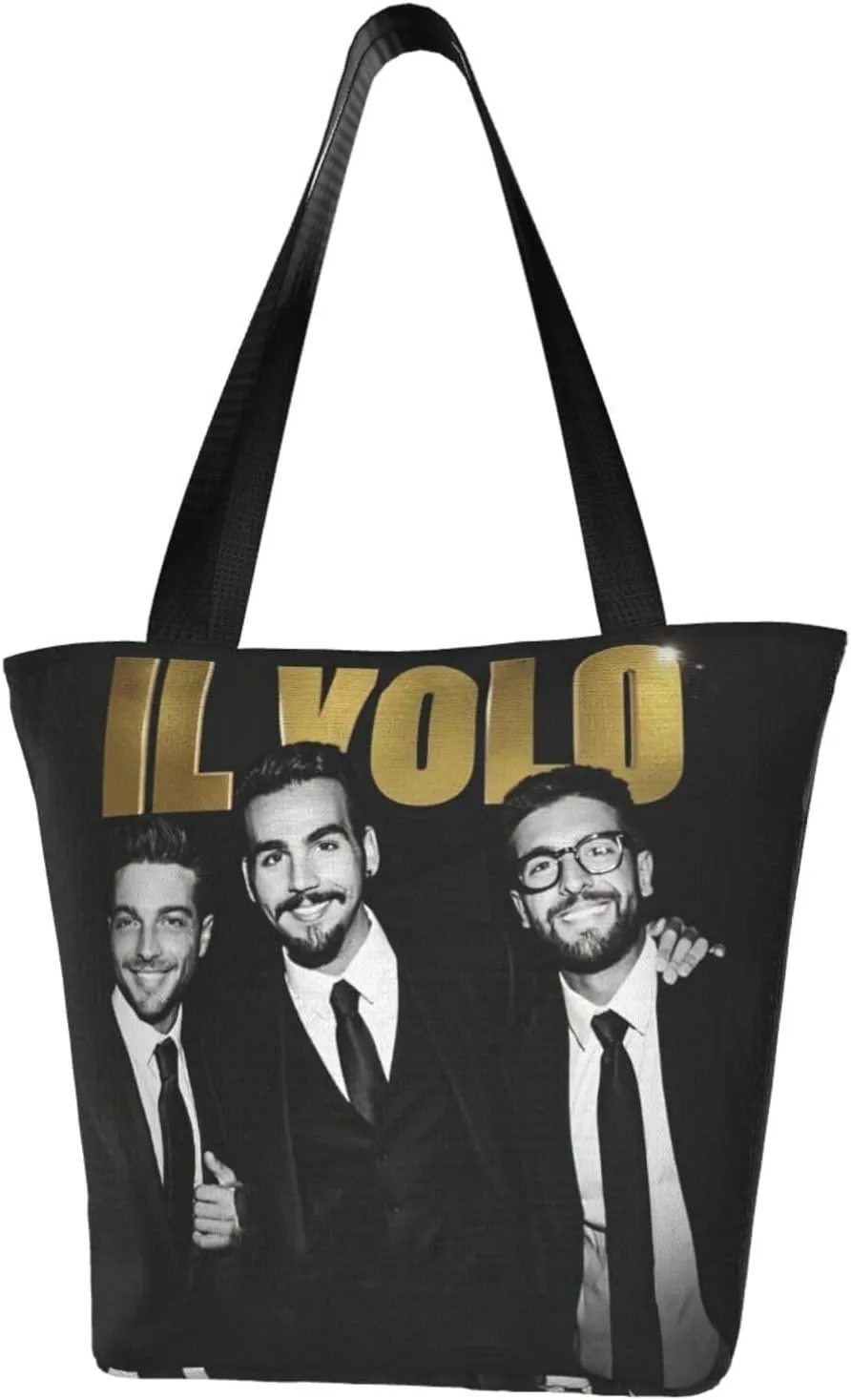 IL Great Artist Volo Reusable Grocery Bag for Kitchen Shopping Bags Tote Bags with Zipper for Women Shoulder Bag Lightweight Daily Bag Large Capacity Handbag Storage Bags for Gym